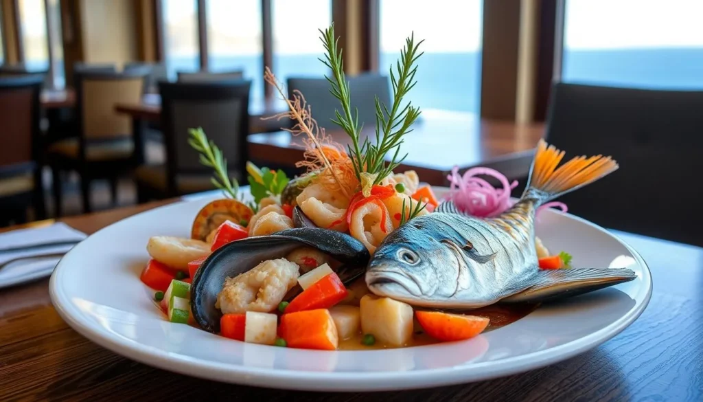 Fresh seafood dish from Antofagasta with ocean view