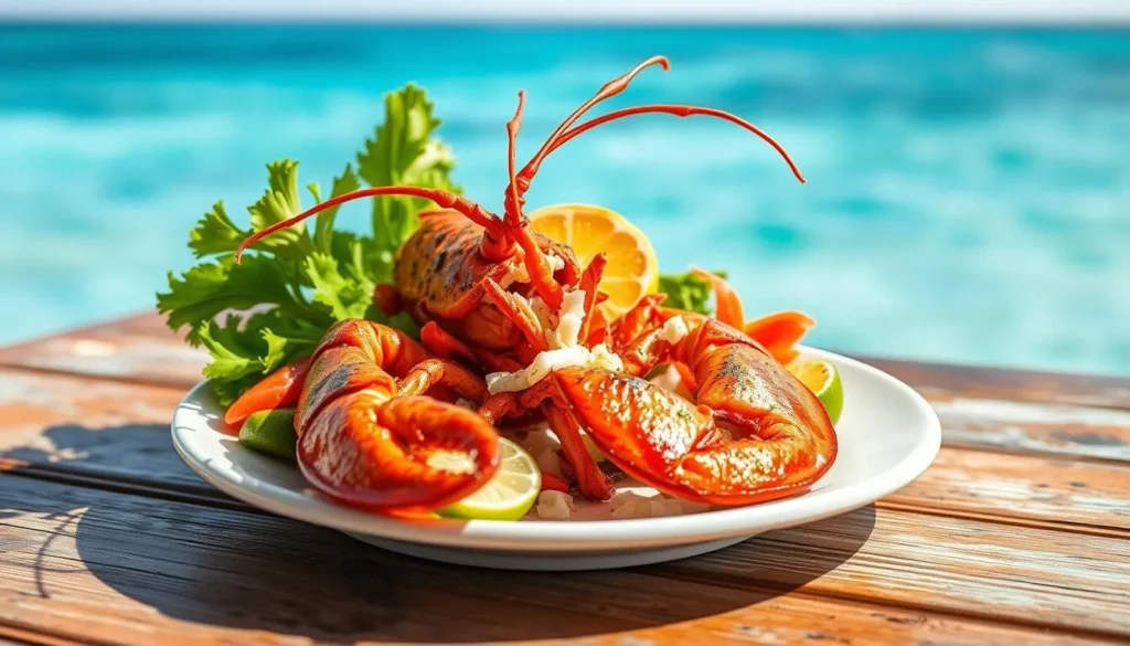 Fresh seafood dish from Barbuda featuring lobster, a local specialty