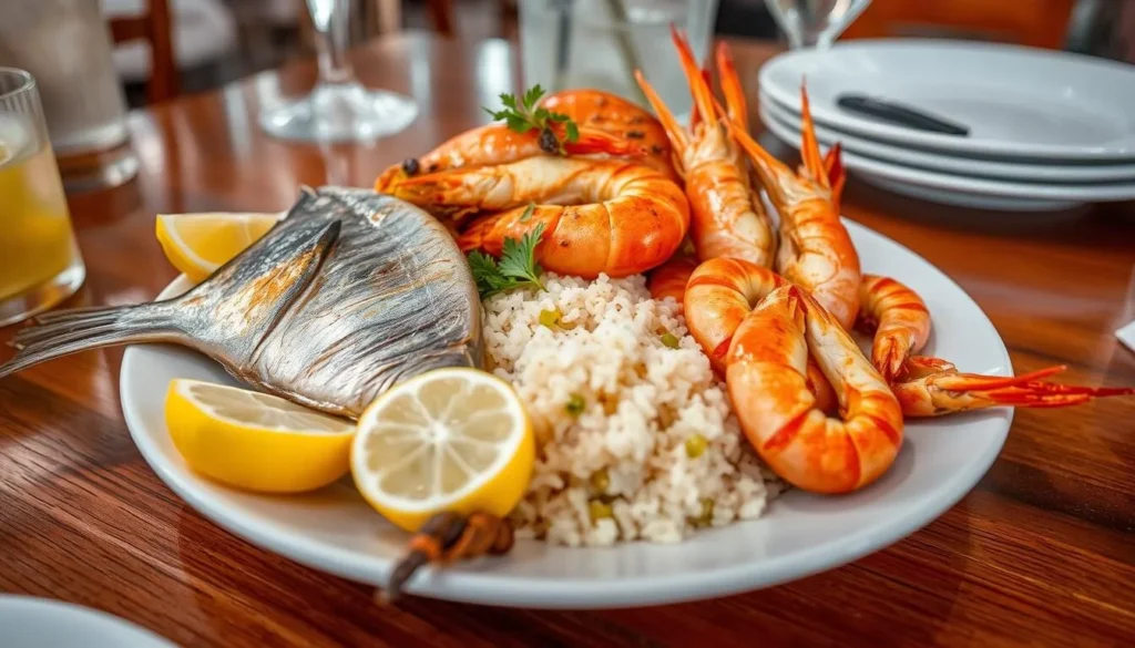 Fresh seafood dish served at a local restaurant in Madinat Ash Shamal