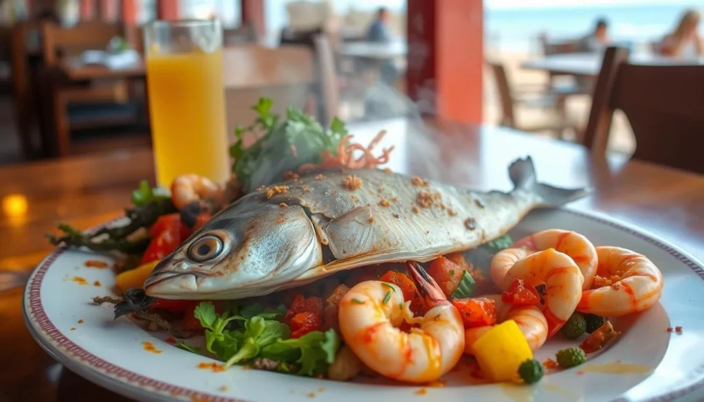 Fresh seafood dish served at a restaurant in Moulay Bousselham near Merdja Zerka National Park