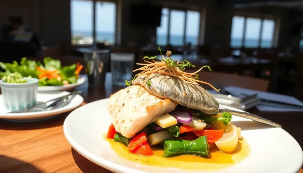 Fresh seafood dish served at a restaurant near Asilomar State Beach