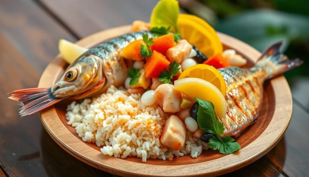 Fresh seafood dish typical of Colombia's Pacific coast region near Utria National Park