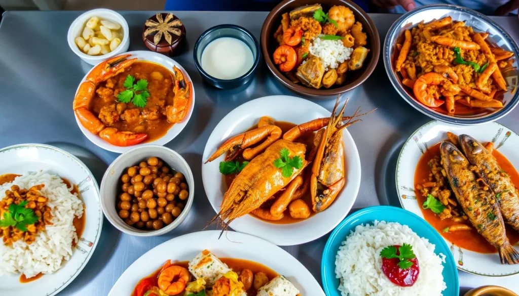Fresh seafood dishes from Mannar Island featuring crab curry and prawn dishes
