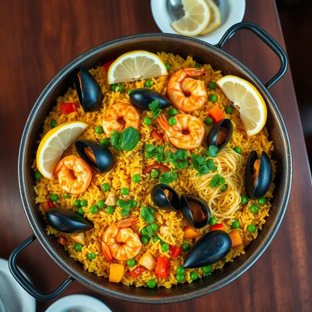 Fresh seafood paella prepared with local ingredients in Cacocum, Cuba