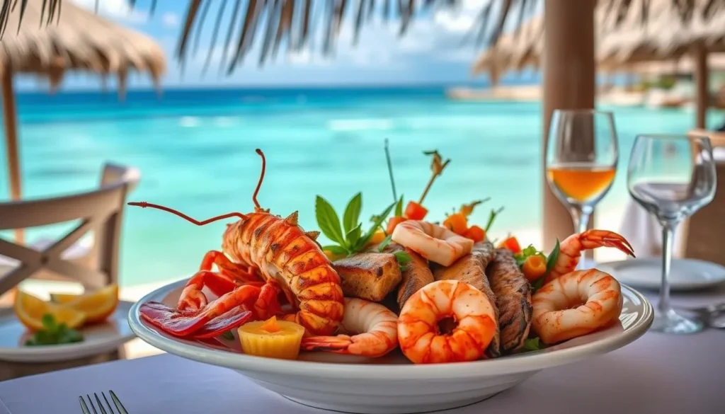 Fresh seafood platter at a beachfront restaurant in Rendezvous Bay, Anguilla