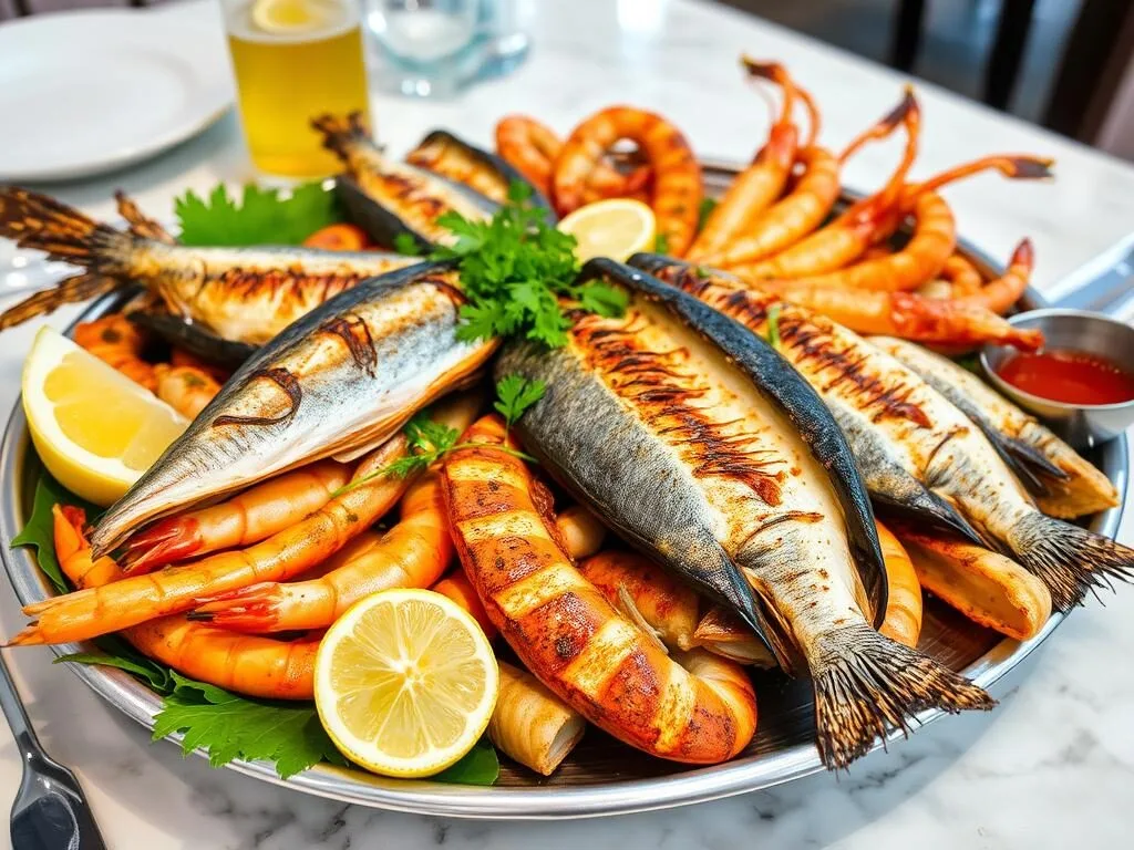Fresh seafood platter at a local restaurant in Al Ruwais, Al Shamal Qatar
