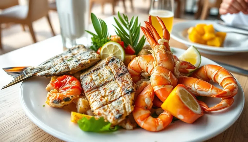 Fresh seafood platter at a restaurant in Islamorada near Lignumvitae Key Botanical State Park Fresh seafood platter at a restaurant in Islamorada near Lignumvitae Key Botanical State Park