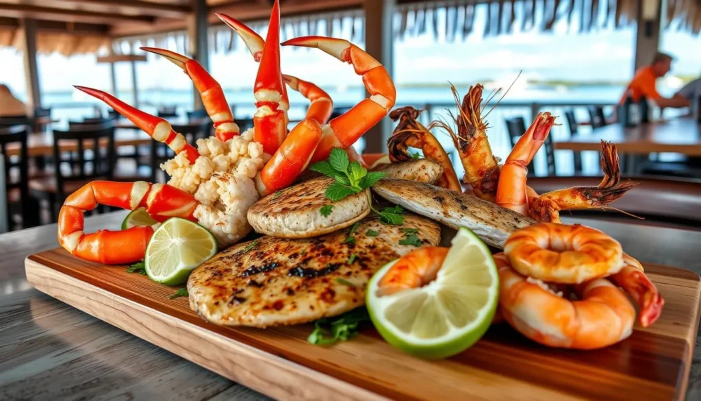 Fresh seafood platter at a restaurant near Big Torch Key, Florida