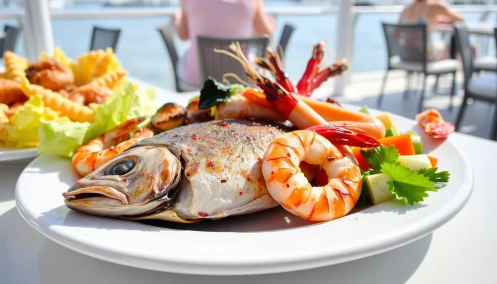 Fresh seafood platter at a restaurant near Estero Bay Preserve State Park Florida
