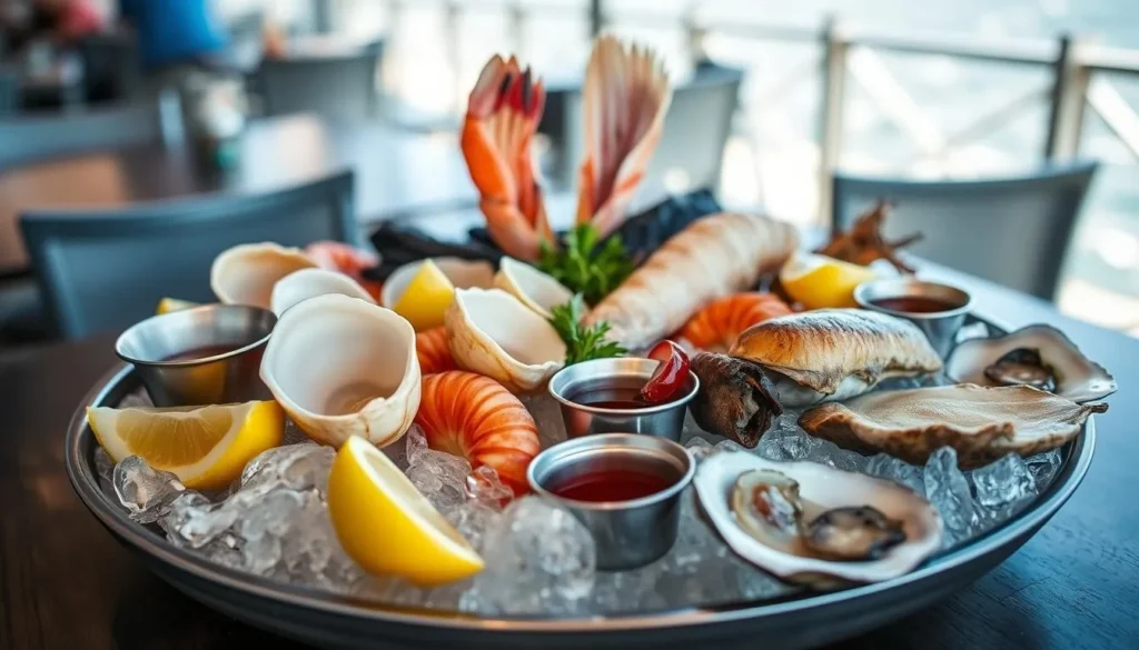 Fresh seafood platter featuring Hervey Bay scallops and local seafood Fresh seafood platter featuring Hervey Bay scallops and local seafood