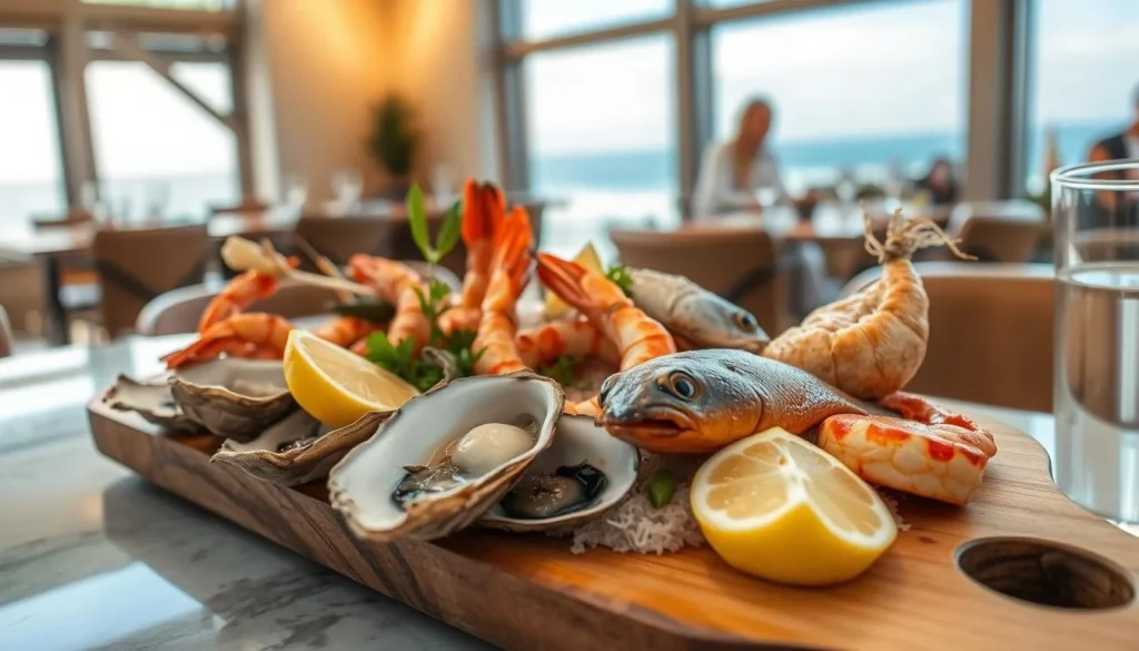 Fresh seafood platter featuring local Eurobodalla oysters and fish