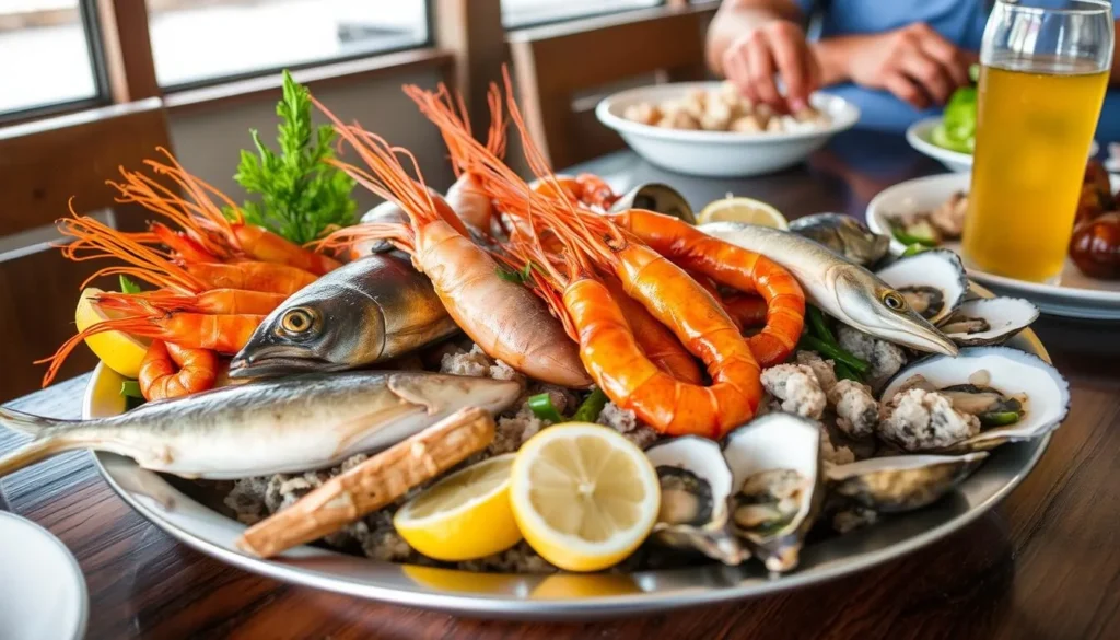 Fresh seafood platter from local restaurant near Kattang Nature Reserve