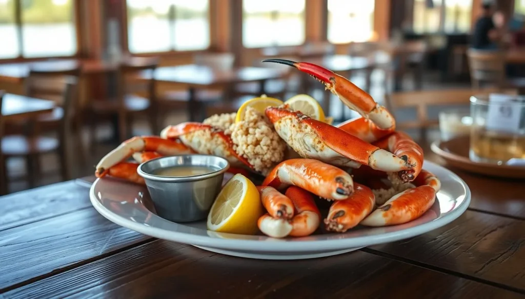 Fresh stone crab claws being served at a restaurant in Everglades City near Big Cypress National Preserve Florida