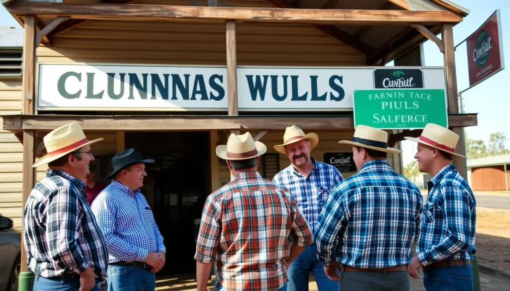 Friendly locals chatting outside a Cunnamulla pub Friendly locals chatting outside a Cunnamulla pub