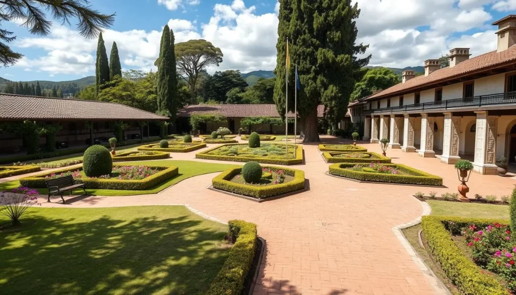 Gardens and historic buildings at Quinta de Juan León Mera museum in Ambato Gardens and historic buildings at Quinta de Juan León Mera museum in Ambato