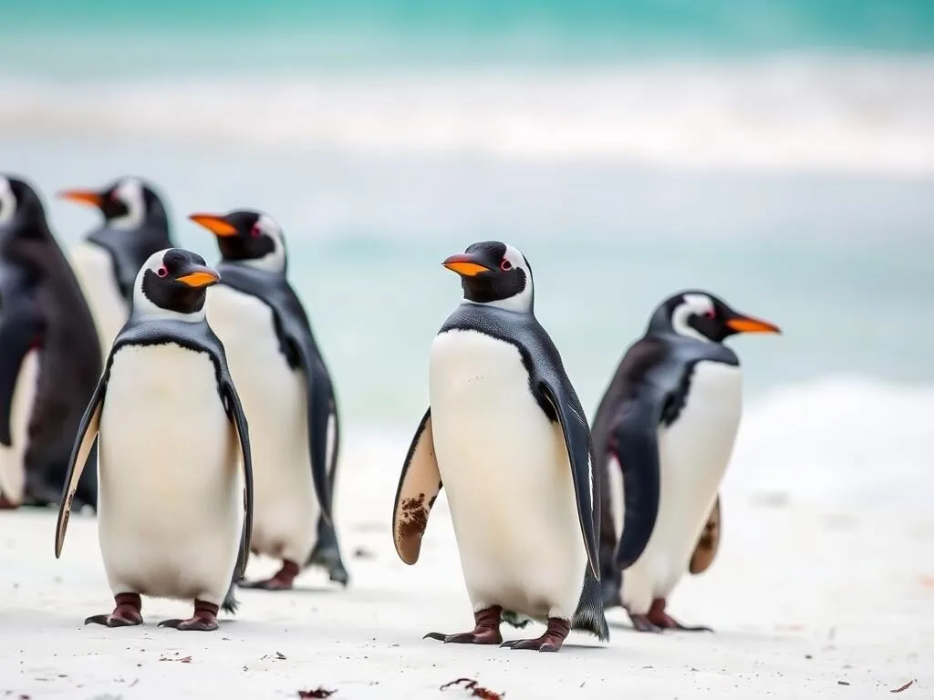 Gentoo penguins at The Neck on Saunders Island, Falkland Islands