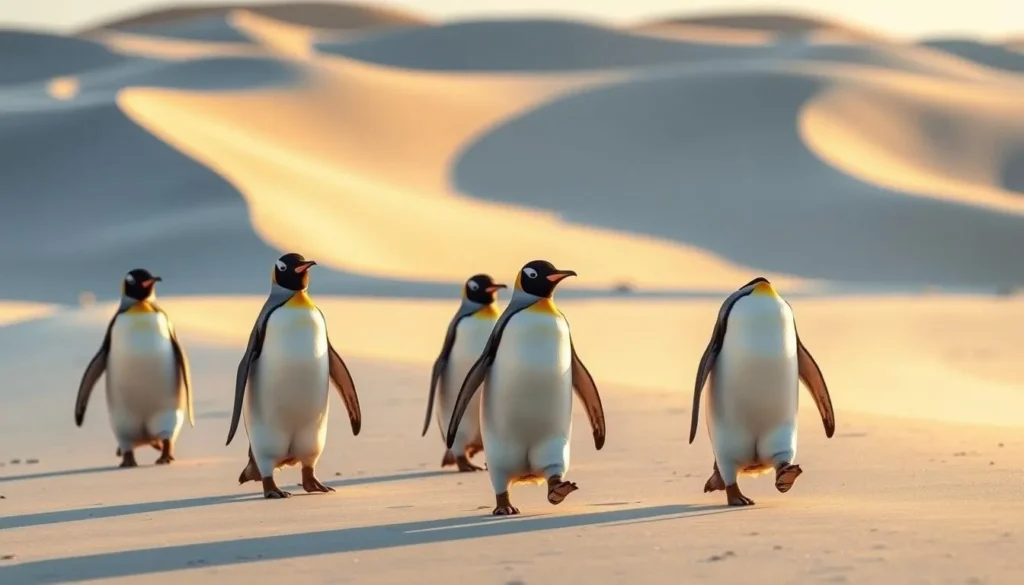 Gentoo penguins at Yorke Bay near Stanley, Falkland Islands