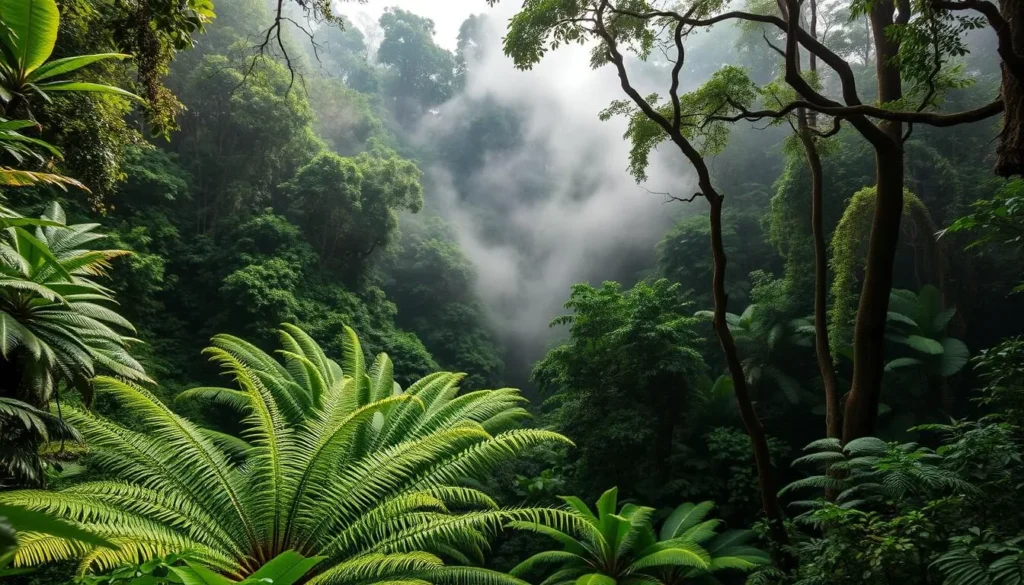 Giant ferns and cloud forest in Amboró National Park near Samaipata