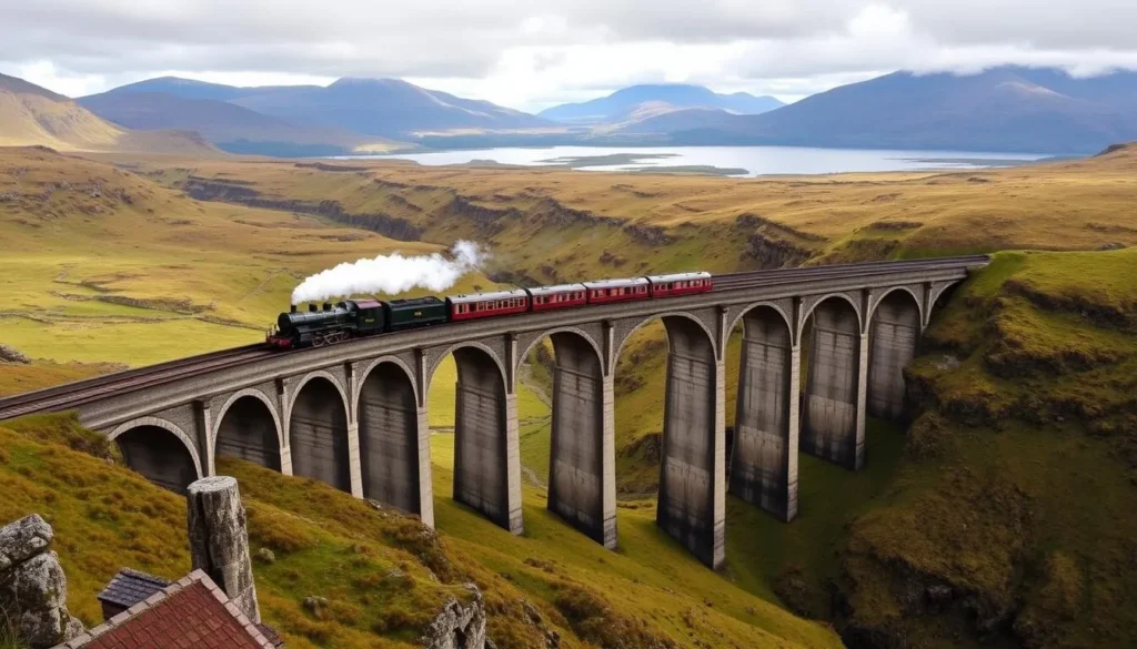 Glenfinnan Viaduct with the Jacobite Steam Train crossing