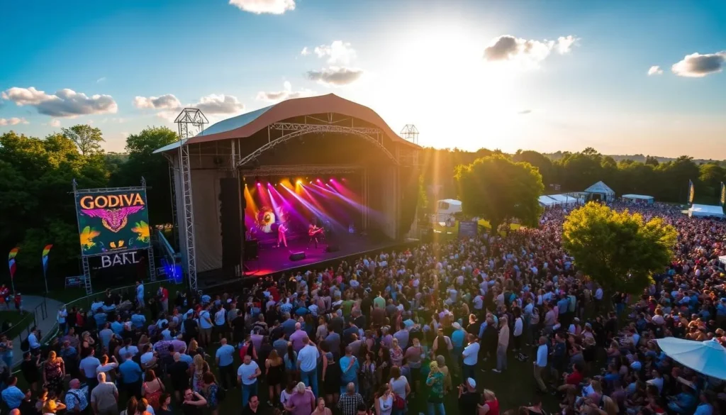 Godiva Festival in Coventry with crowds enjoying live music