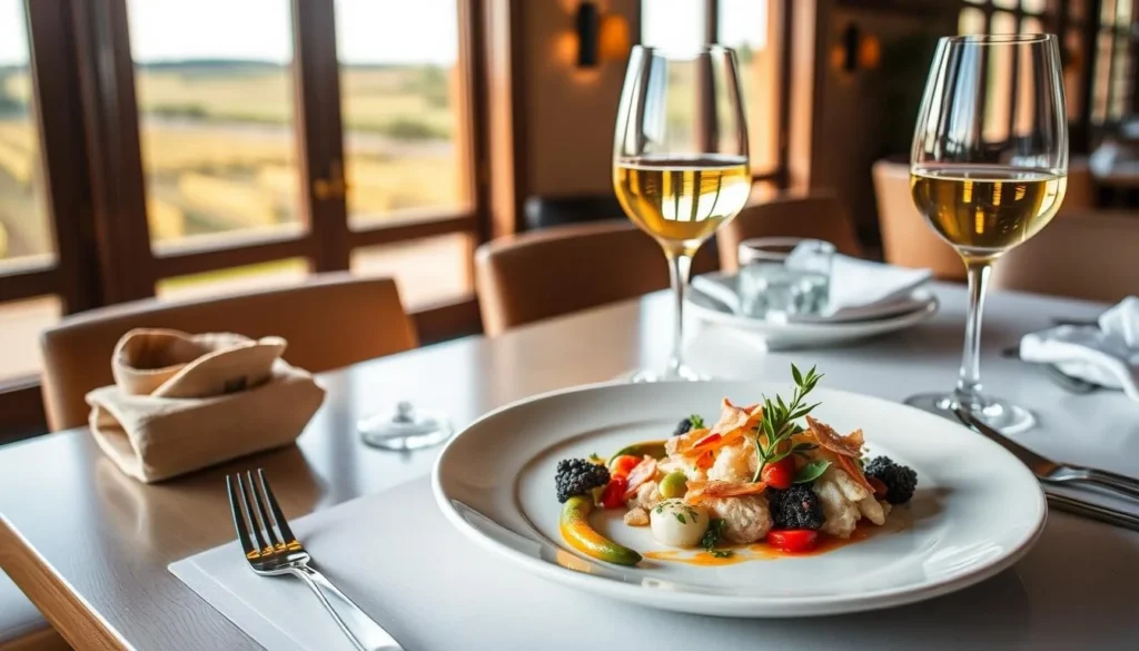 Gourmet food and wine pairing at a Clare Valley South Australia restaurant Gourmet food and wine pairing at a Clare Valley South Australia restaurant