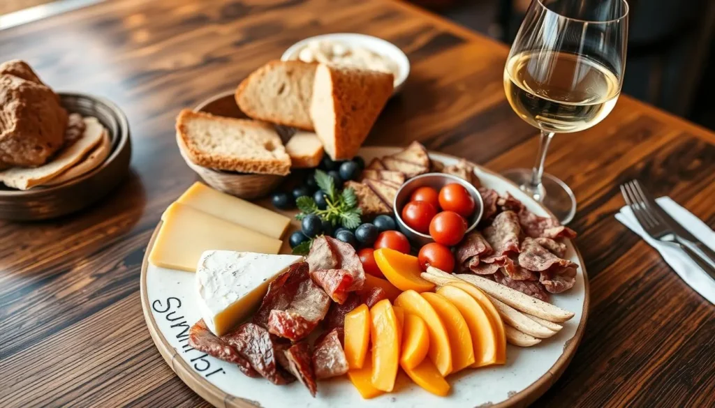 Gourmet food platter with local Orange produce and wine Gourmet food platter with local Orange produce and wine