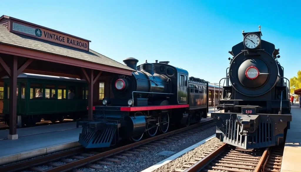 Grapevine Vintage Railroad with historic train at the station in Grapevine Texas