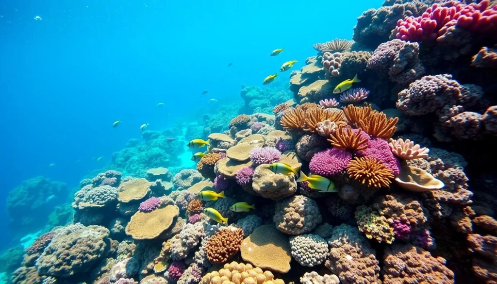 Great Barrier Reef coral and fish seen while snorkeling near Palm Cove