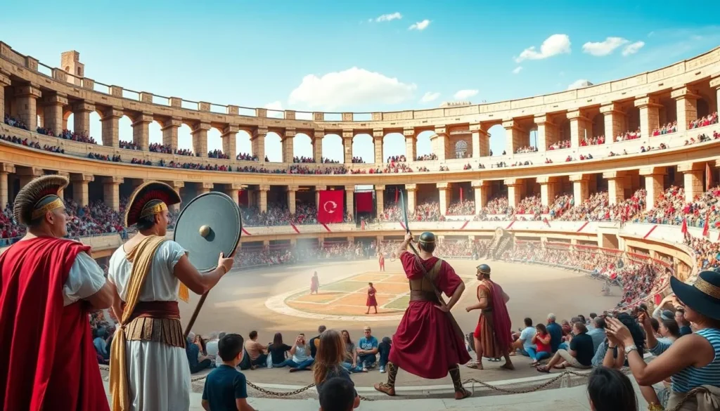 Great Roman Games festival with historical reenactments in the Arena of Nimes