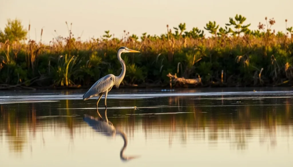 Great blue heron wading in the waters of Alafia River State Park
