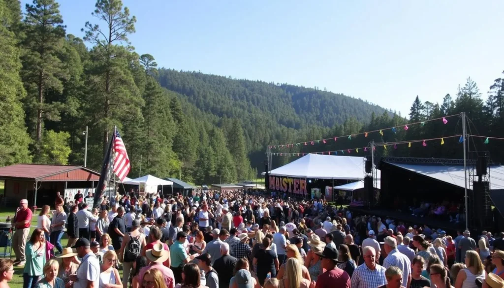 Gympie Music Muster festival showing crowds enjoying country music performances