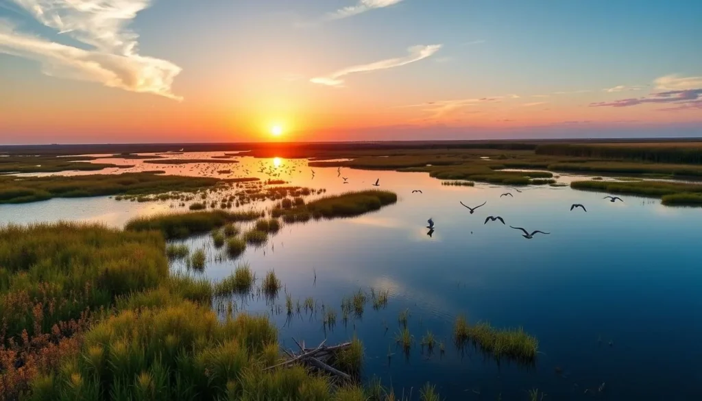 Hagerman National Wildlife Refuge with wetlands and migratory birds Hagerman National Wildlife Refuge with wetlands and migratory birds