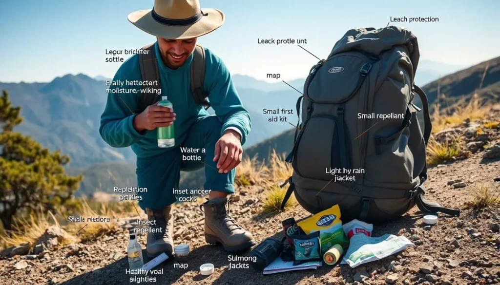 Hiker prepared with proper gear for Hantana Mountain Range trek including leech protection