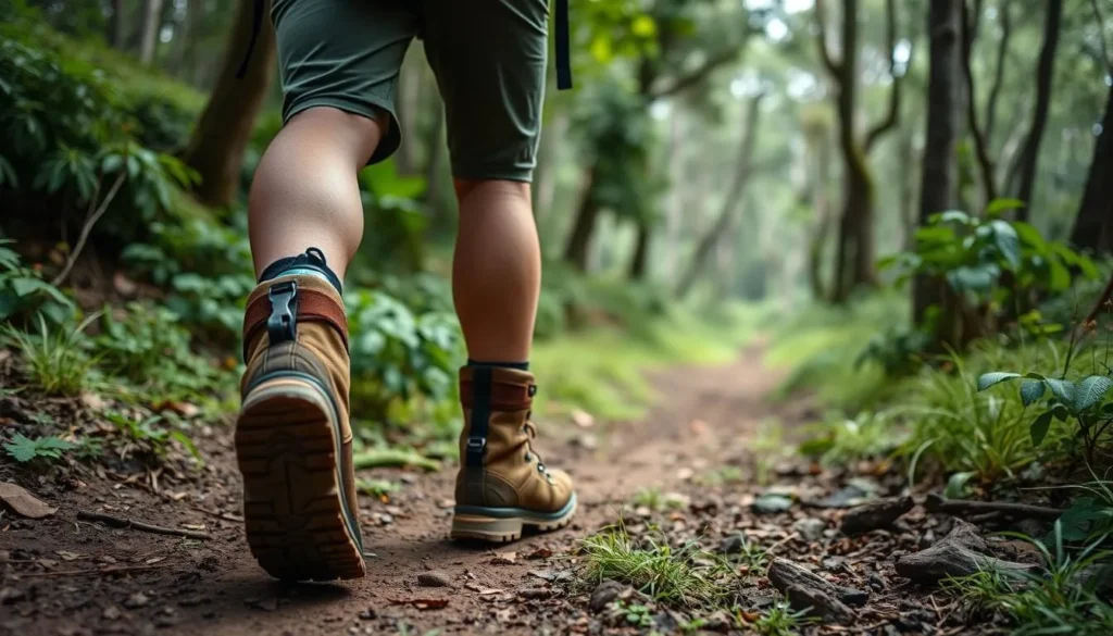 Hiker with proper gear and backpack on a trail in Lamington National Park