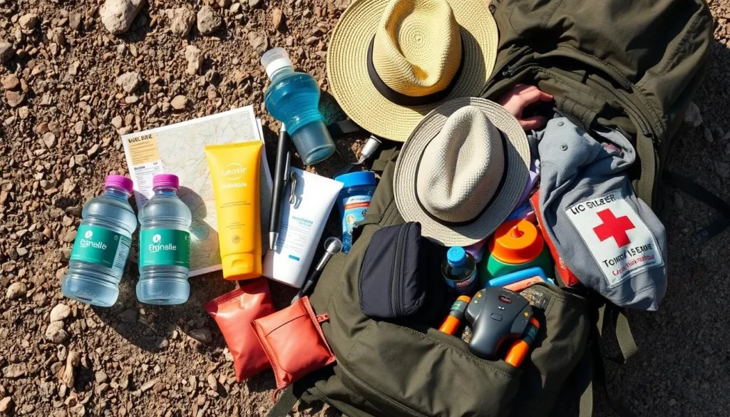 Hiker's backpack with essential gear for Cerro Provincia trek