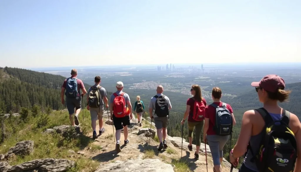 Hikers exploring the Bruce Trail along the Niagara Escarpment in Hamilton