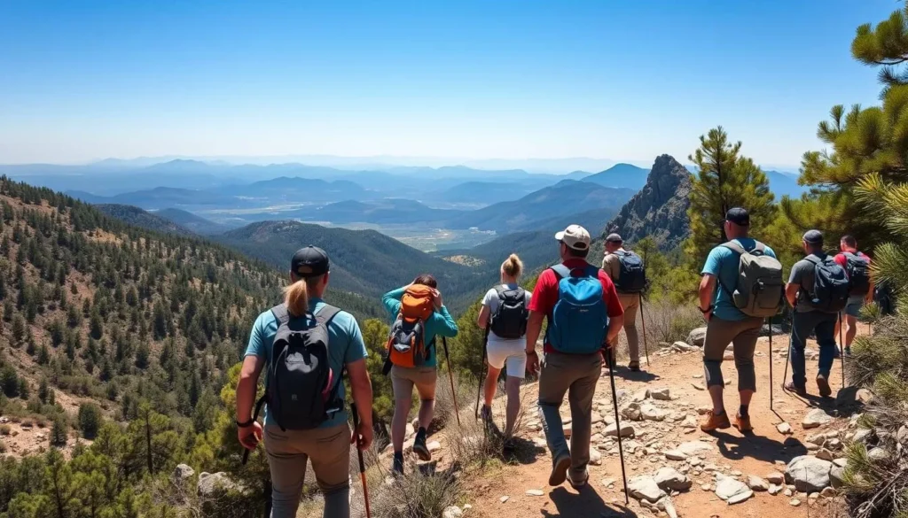 Hikers exploring the Sierra del Carmen mountains in Coahuila Hikers exploring the Sierra del Carmen mountains in Coahuila