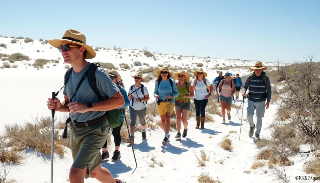 Hikers exploring the white sand trails at Lake June in Winter Scrub State Park