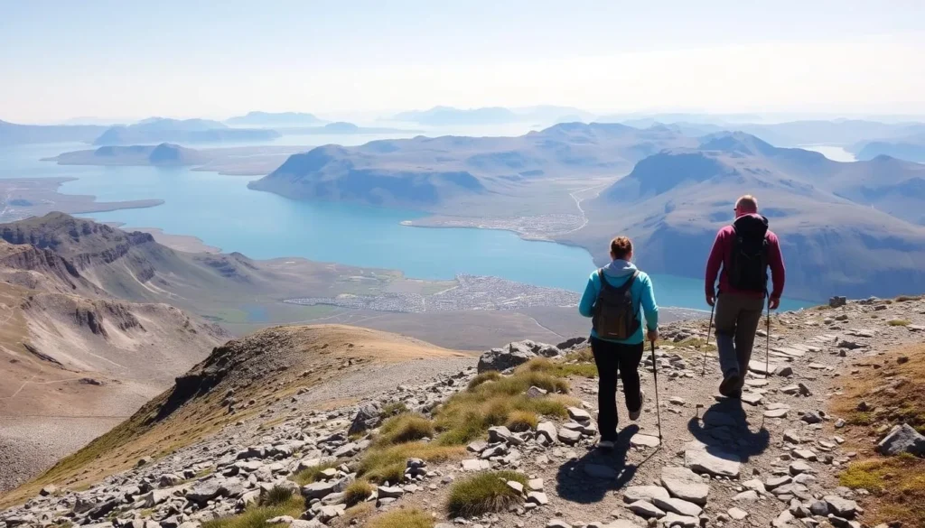 Hikers on mountain trail near Nuuk with fjord views - Nuuk, Greenland: Best Things to Do