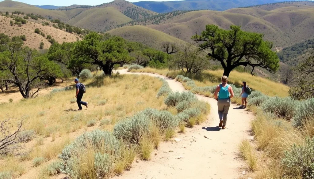 Hikers on the Juniper Ridge Trail at Pedernales Falls State Park Hikers on the Juniper Ridge Trail at Pedernales Falls State Park