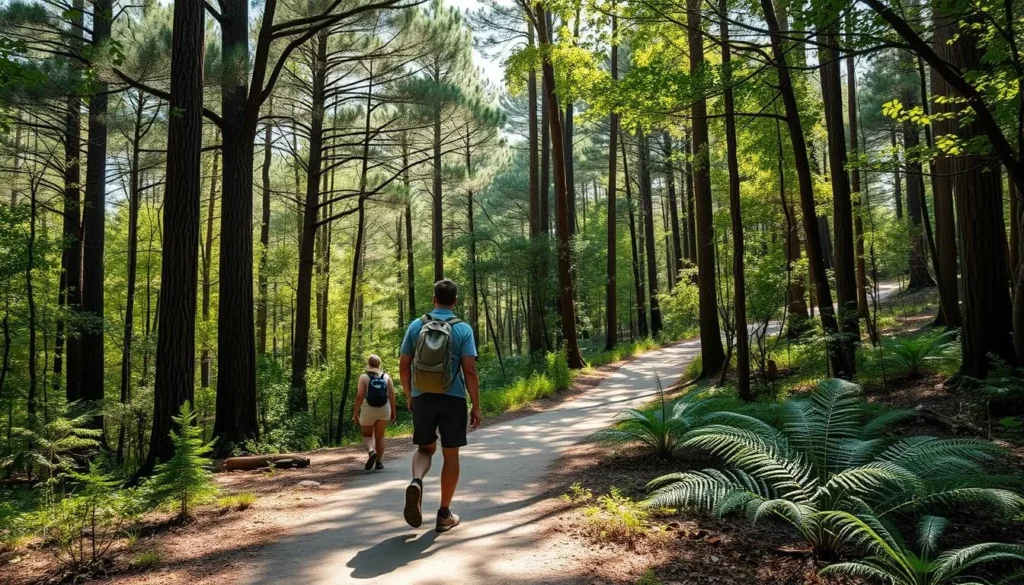 Hikers on the Kirby Nature Trail in Big Thicket National Preserve