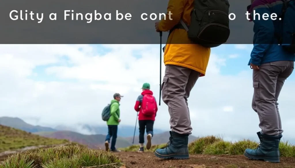 Hikers properly equipped for Chingaza National Park with waterproof gear and hiking boots