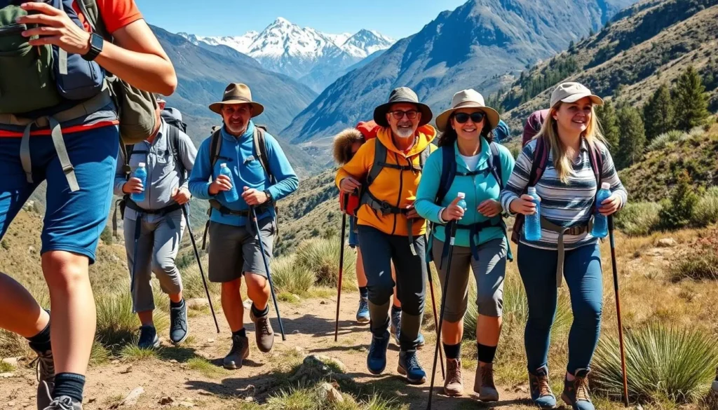 Hikers with proper equipment on a trail in Talassemtane National Park, Morocco