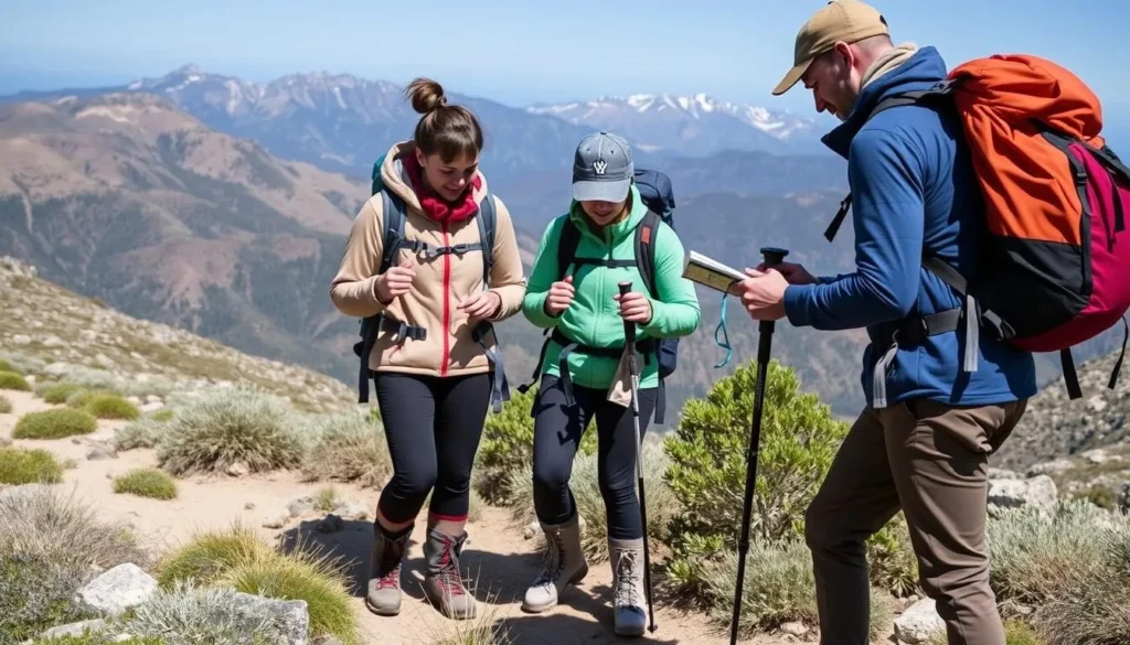 Hikers with proper gear and safety equipment in Cumbres de Monterrey National Park
