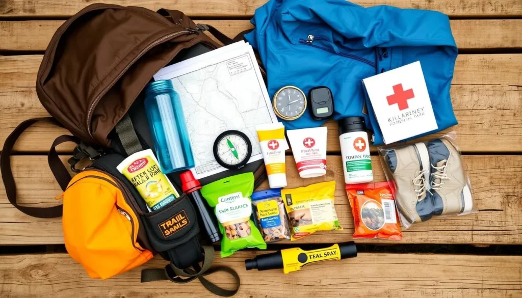 Hiking backpack with essential gear for Killarney Provincial Park trails