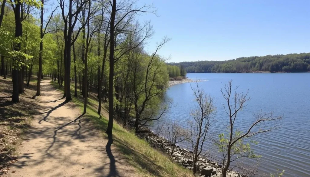 Hiking trail along Cordell Hull Lake, Tennessee shoreline