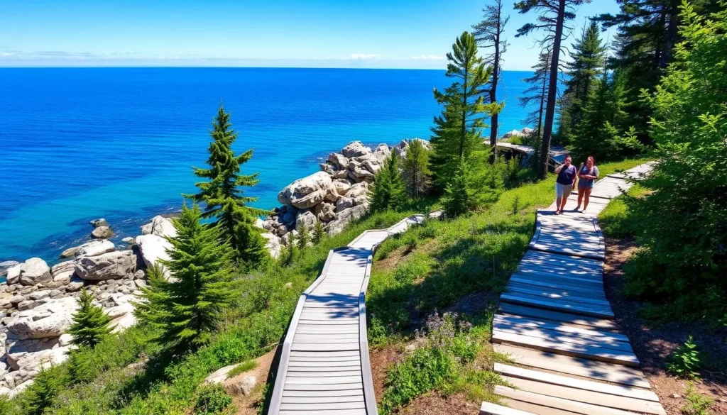Hiking trail along the shoreline in Fathom Five National Marine Park, Ontario