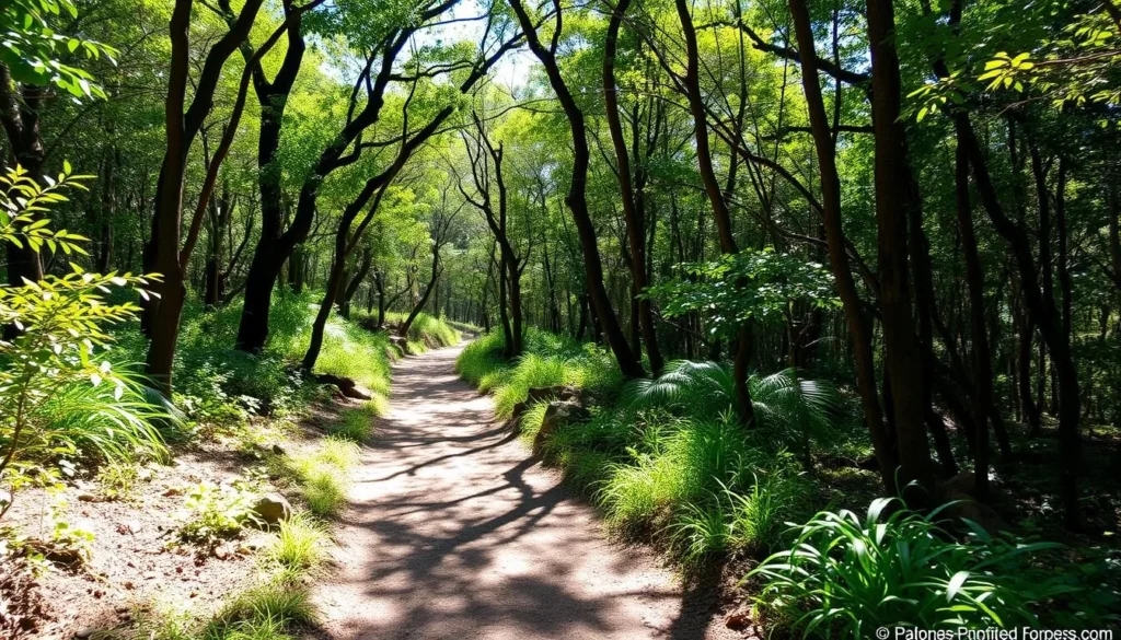 Hiking trail in Cerro Blanco Forest near Playas Ecuador Hiking trail in Cerro Blanco Forest near Playas Ecuador