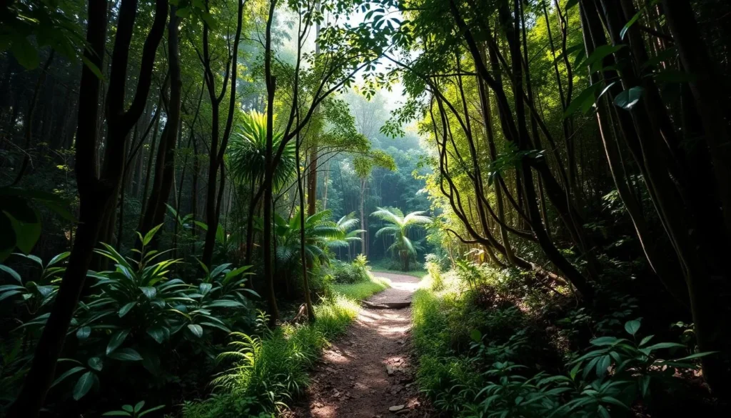 Hiking trail in Dong Ampham National Protected Area near Nong Fa Lake