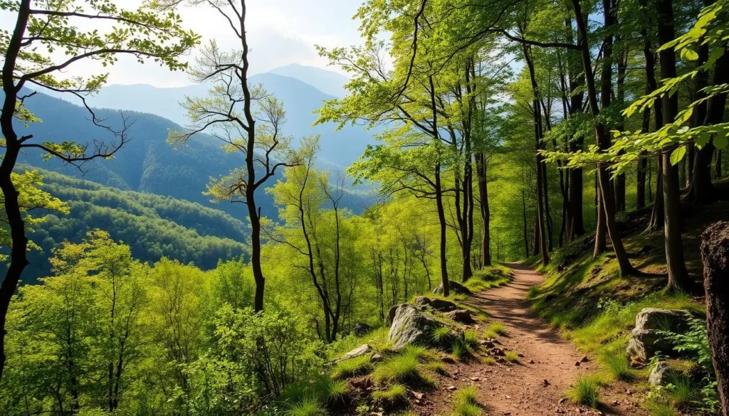 Hiking trail in Great Smoky Mountains National Park near Townsend